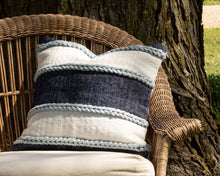 Load image into Gallery viewer, Cindy Blue Wide Striped 20x20 Outdoor Indoor Filled Pillow