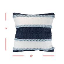 Load image into Gallery viewer, Cindy Blue Wide Striped 20x20 Outdoor Indoor Filled Pillow