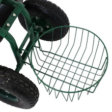 Load image into Gallery viewer, Sunnydaze Rolling Cart with Steering Handle Swivel Seat & Pl