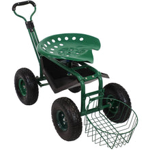 Load image into Gallery viewer, Sunnydaze Rolling Cart with Steering Handle Swivel Seat & Pl