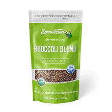 Load image into Gallery viewer, Green package of certified organic broccoli blend sprouting seeds by Sproutman