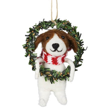 Load image into Gallery viewer, Dog in Wreath Ornament