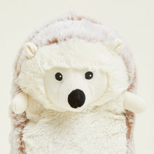 Load image into Gallery viewer, Plush cream and brown hedgehog stuffed animal with black button eyes and nose