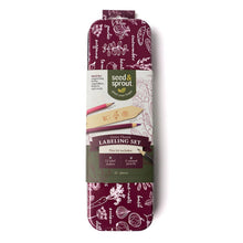 Load image into Gallery viewer, Seed &amp; Sprout Green Thumb Labeling Set with burgundy botanical pattern pouch containing pencils and stakes