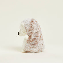 Load image into Gallery viewer, Brown and cream plush hedgehog stuffed animal sitting against beige background