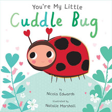 Load image into Gallery viewer, Children's board book cover featuring cute red ladybug with heart antennae among flowers