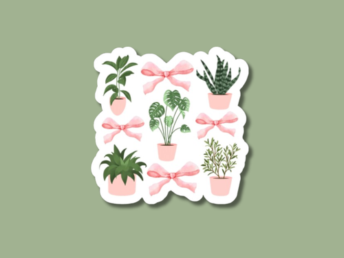 Coquette Bow Sticker, Plants and Bows, Plant Store Sticker