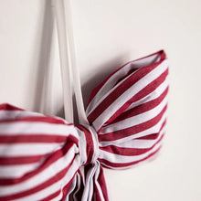 Load image into Gallery viewer, Candy Cane Red Fabric Bow