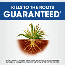 Load image into Gallery viewer, Roundup herbicide advertisement showing plant with roots and kills to roots guarantee