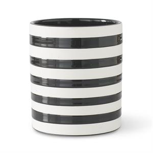 Black & White Striped Ceramic Cylinder Con