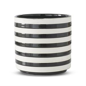 Black & White Striped Ceramic Cylinder Con
