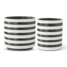 Load image into Gallery viewer, Black &amp; White Striped Ceramic Cylinder Con