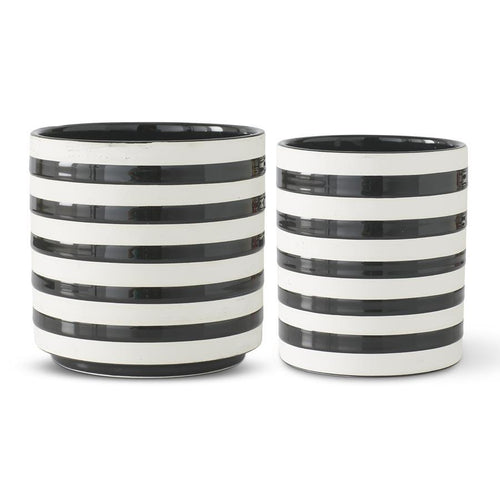Black & White Striped Ceramic Cylinder Con