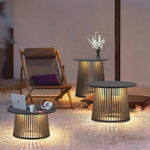 Load image into Gallery viewer, Metal Outdoor Table with Solar Lights