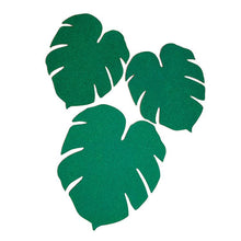 Load image into Gallery viewer, Green monstera leaf-shaped corkboards with characteristic split leaf design on white background