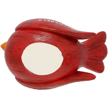 Load image into Gallery viewer, Red cardinal memorial ornament with white oval center and textured feather details