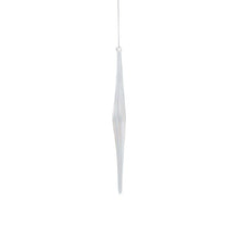 Load image into Gallery viewer, Clear prismatic icicle Christmas ornament with faceted surface reflecting light