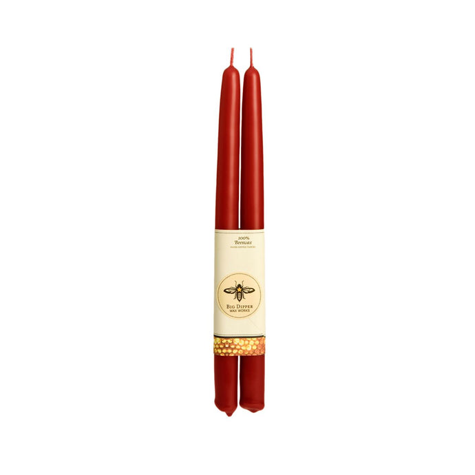 Taper Candles – 100% Pure Beeswax – Hand-Dipped: Red / Standard (12