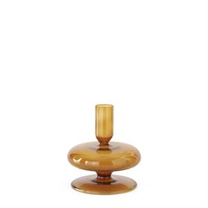 Amber Glass Modern Taper Candleholders