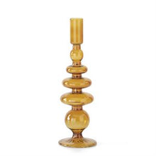 Load image into Gallery viewer, Amber Glass Modern Taper Candleholders