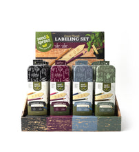 Load image into Gallery viewer, Seed &amp; Sprout gardening labeling sets with wooden stakes and colored pencils in four color variations