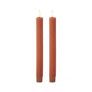 Set of 2 9.75 Inch Rust Honeycomb LED Taper Candle