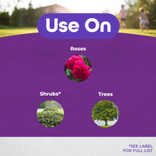 Load image into Gallery viewer, Purple infographic showing Bonide Pruning Sealer application on roses, shrubs and trees with circular plant images