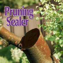 Load image into Gallery viewer, Pruning sealer applied to freshly cut tree branch with green foliage background