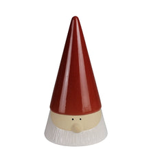 Load image into Gallery viewer, Ceramic Santa gnome figurine with tall red pointed hat and white beard