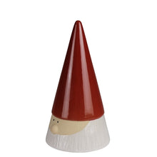 Load image into Gallery viewer, Ceramic Santa Claus gnome figurine with tall red conical hat and white beard