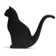 Load image into Gallery viewer, Black cat-shaped watering can with curved tail spout and pointed ears
