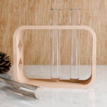 Load image into Gallery viewer, Natural wood propagation station with two glass test tubes for plant cuttings
