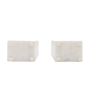 Soren Beige and White Marble Modern Bookends Set 2