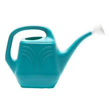 Load image into Gallery viewer, Teal plastic watering can with ergonomic handle and white spray nozzle