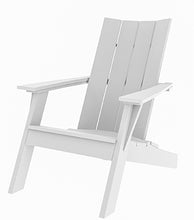Load image into Gallery viewer, Modern white Adirondack chair with tall slatted back and wide flat armrests