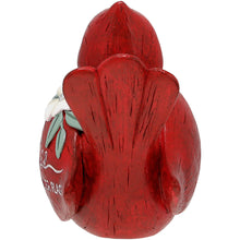 Load image into Gallery viewer, Red glass cardinal ornament with decorative crest and textured feather details