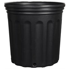 Load image into Gallery viewer, Black plastic nursery pot with drainage hole and ribbed sides
