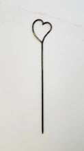 Load image into Gallery viewer, Metal garden stake with heart-shaped top and long pointed stem for plant support