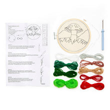 Load image into Gallery viewer, Mushroom punch needle embroidery kit with instruction sheet, wooden hoop, colored threads and needle