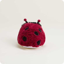 Load image into Gallery viewer, Red plush ladybug stuffed toy with black spots and antennae on white background