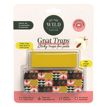 Load image into Gallery viewer, We The Wild yellow gnat trap sticky strips in decorative storage tin with botanical pattern
