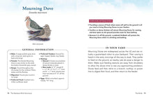 Load image into Gallery viewer, Open bird identification book showing Mourning Dove species guide with illustration and care information