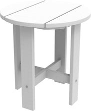 Load image into Gallery viewer, White outdoor side table with round top and slatted design, Monterey style
