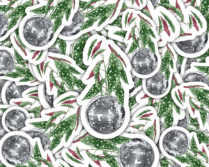 Begonia Polka Dot Disco Ball Plant Sticker, Plant Shop Gift