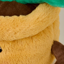 Load image into Gallery viewer, Close-up of yellow plush flower pot with soft fuzzy texture and brown dirt detail