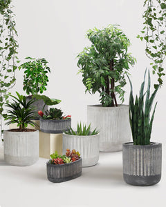 Ceramic Bamboo Ridged Planter - Black