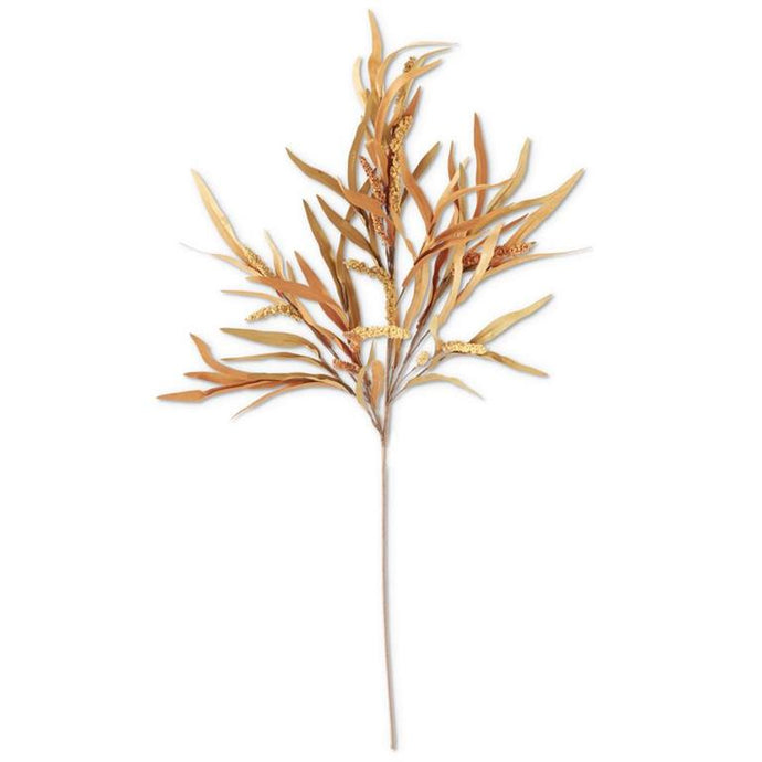 38 Inch Orange & Tan Long Eva Leaves Stem w/Yello