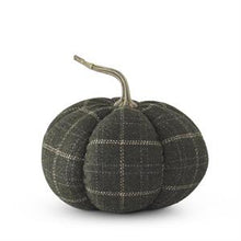 Load image into Gallery viewer, Inch Green &amp; Tan Plaid Fabric Pumpkin