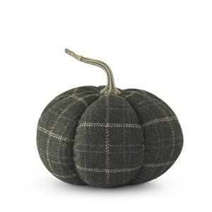 Inch Green & Tan Plaid Fabric Pumpkin