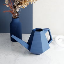 Load image into Gallery viewer, Modern geometric blue watering can with angular faceted design and long spout